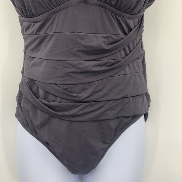 Garnet Hill Gray One Piece Swim Sz 8 - Picture 3 of 9